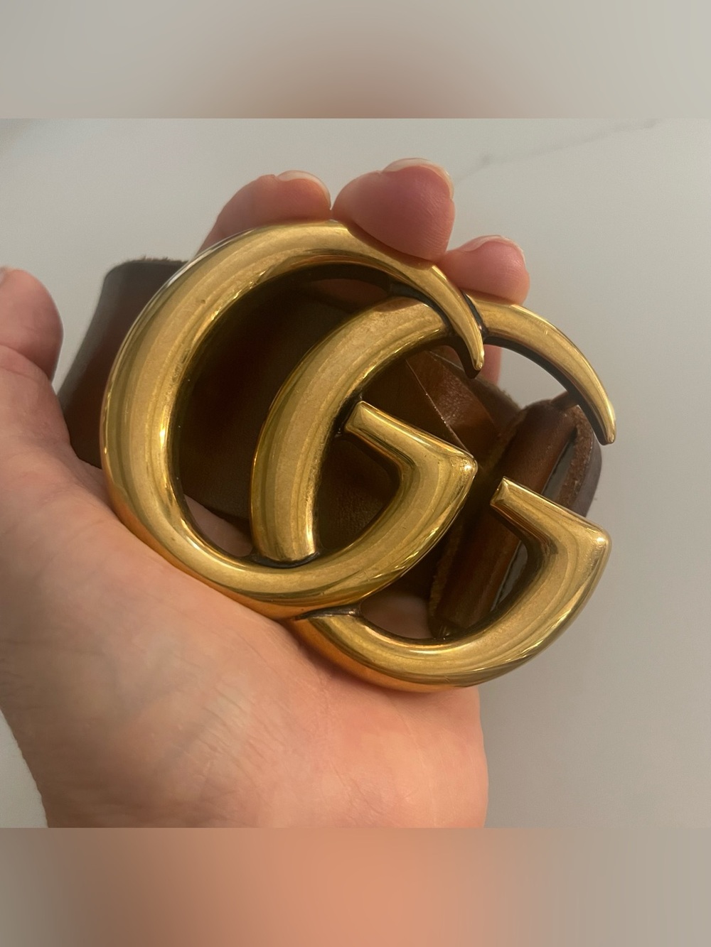 Gucci Marmot gold and brown belt - Picture 7 of 9